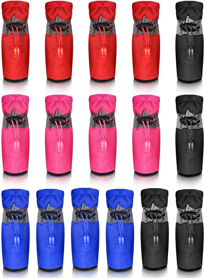 Weewooday 4 Sets Waterproof Dog Shoes Adjustable Drawstring Rain Snow Dog Booties Anti-Slip Paw Protector Soft Soled Pet Puppy Sock Shoes(M: 1.48 x 1.3in（LW)